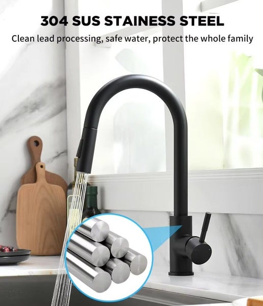 G1/2 Hot & Cold Kitchen Brush Basin Pull-Out 45cm Faucets Taps Carousel 8