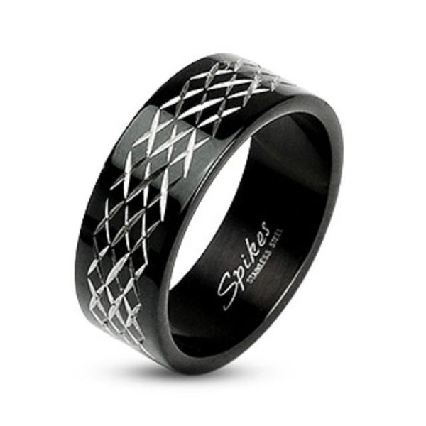 316L Stainless Steel Black IP ‘XXX’ Etched Ring Carousel 1