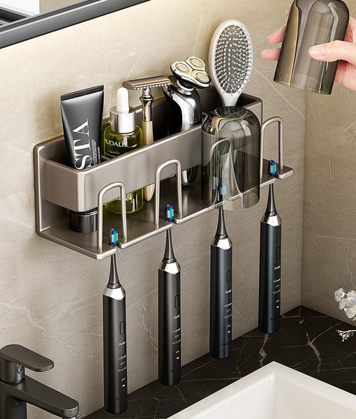 1pc Multifunctional Wall Mounted Toothbrush Holder Carousel 3