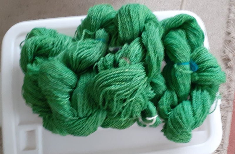 425grms Bold Green Handspun wool Carousel 1