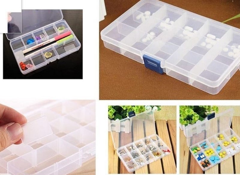 15 Compartments Storage Box 15 Grids Adjustable Carousel 1