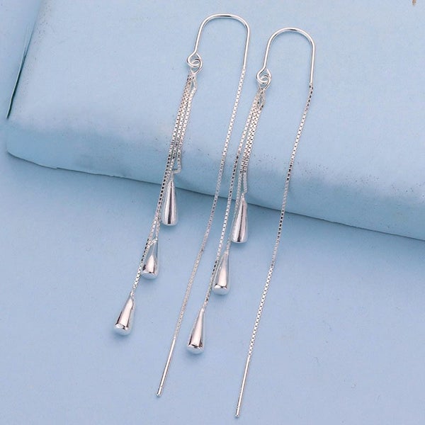 925 Sterling Silver Thread-Through Earrings | 70mm | Gift Boxed63617627431426113