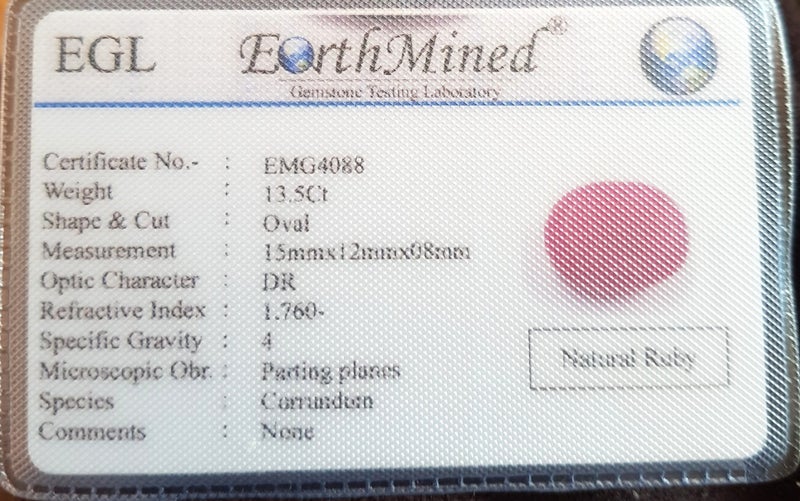 13.5 CT High Quality Oval Shaped Natural Ruby Gemstone Certified! Carousel 5