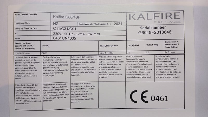 Kalfire G60/48F - closed gas fireplace - New Carousel 7