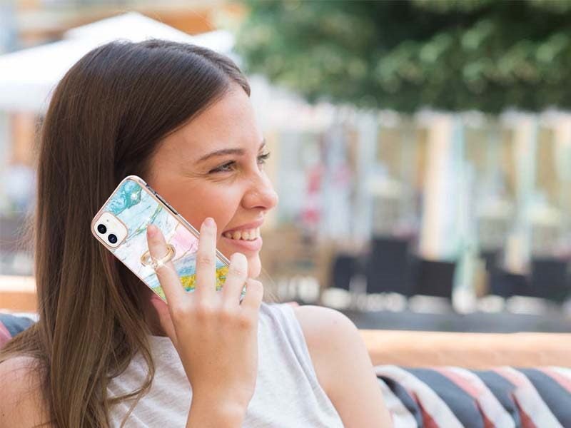 Finger Ring Kickstand Case Cover for iPhone 11 Marble Carousel 2