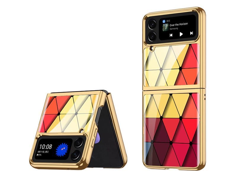 Slim Tempered Glass Plating Case Cover for Samsung Galaxy Z Flip 4 Carousel 1