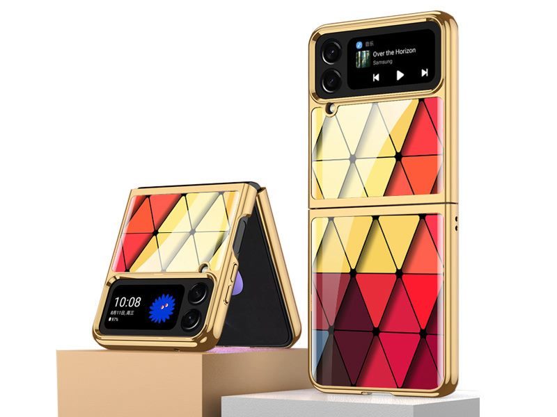 Slim Tempered Glass Plating Case Cover for Samsung Galaxy Z Flip 4 Carousel 2