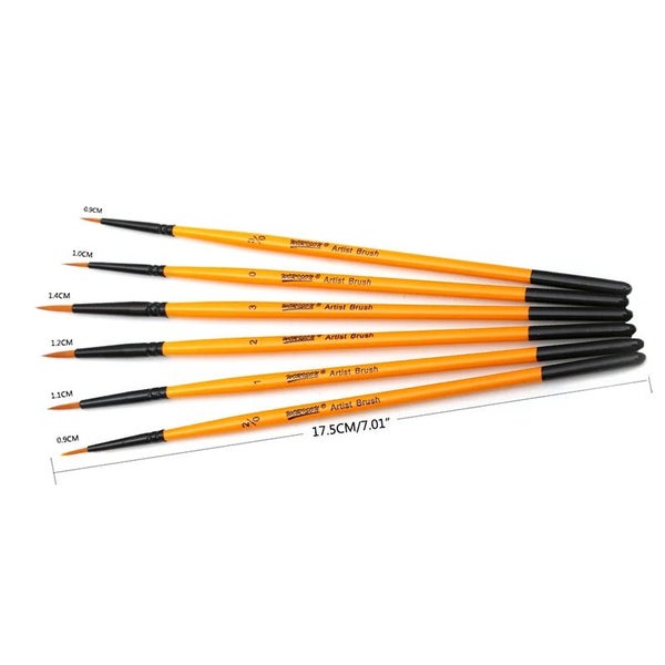 6 Piece Detail Paint Brush Set For Acrylic Watercolour Oil Models And Nails62931724580353111