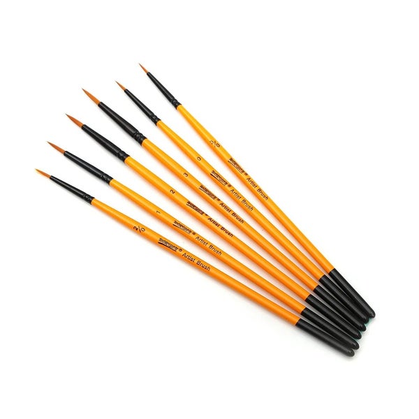 6 Piece Detail Paint Brush Set For Acrylic Watercolour Oil Models And Nails62931724580353113
