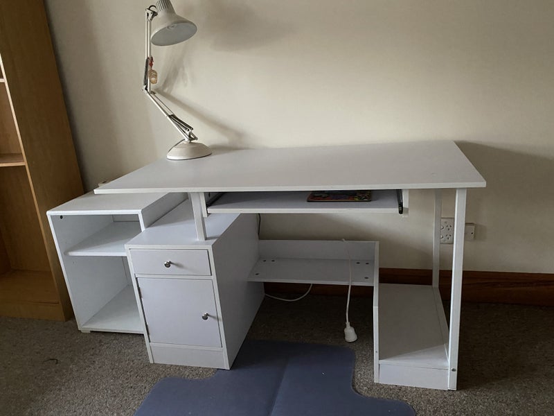 Office desk & printer unit & lamp & plastic carpet protector Carousel 1
