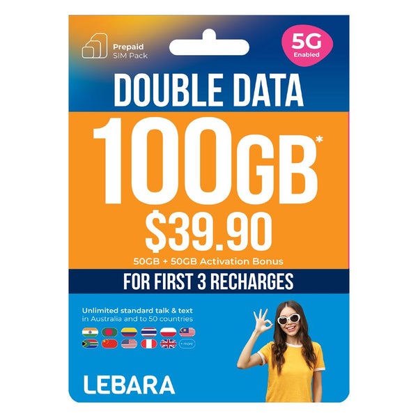 Lebara $39.90 Starter Pack PrePaid SIM Card Carousel 1