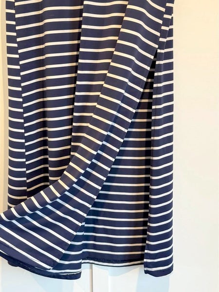 Navy Blue and White Striped Midi / Maxi Skirt - Size 8 Carousel 2
