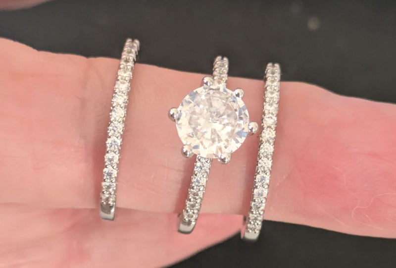 14K Gold Plated Zircon Promise Engagement Wedding Ring Set Carousel 2