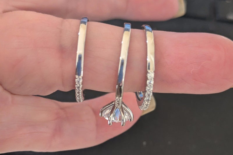 14K Gold Plated Zircon Promise Engagement Wedding Ring Set Carousel 3