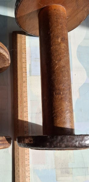 Two big old factory wooden spools / bobbins - wonderful patina Carousel 10