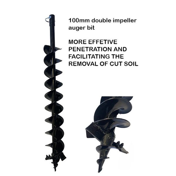 Double impeller 100mm auger bit for post hole borer Carousel 1