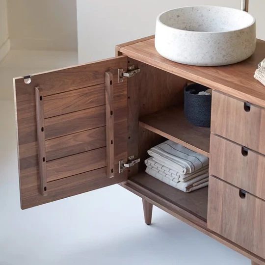 Lorris Natural Solid Walnut Single Basin Vanity Unit (Oak Furniture Store) Carousel 2