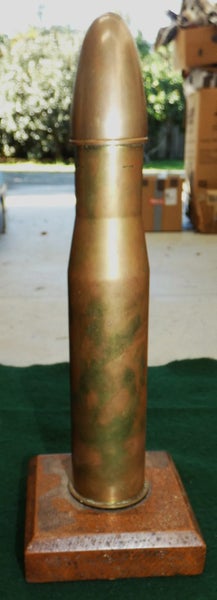 Brass WW2 era 37mm Cannon Shell converted to TRENCH ART Table Cigarette Lighter Carousel 1