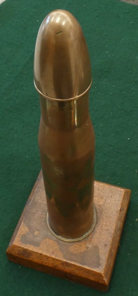 Brass WW2 era 37mm Cannon Shell converted to TRENCH ART Table Cigarette Lighter Carousel 2