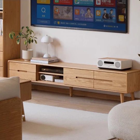 Malmo Natural Solid Oak Entertainment Unit Design Two (Oak Furniture Store) Carousel 1