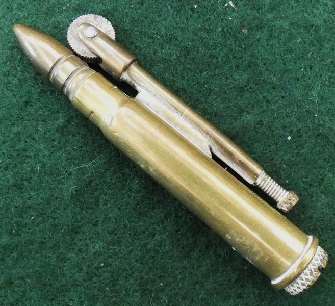 Brass WW2 era .303 Lee Enfield Rifle BULLET Cigarette Lighter Trench Lighter Carousel 1