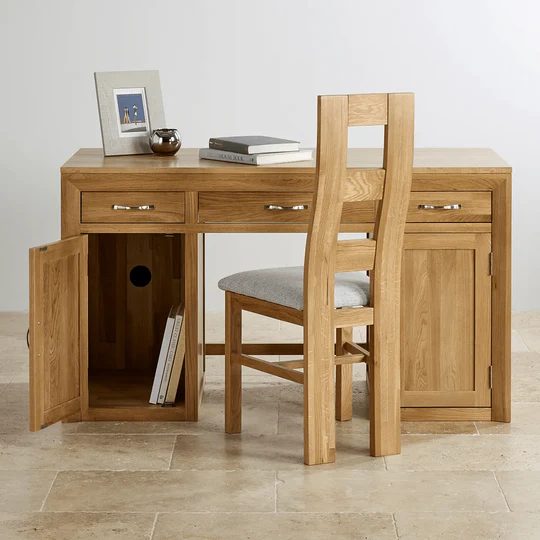 Chamfer Natural Solid Oak Writing Desk (Oak Furniture Store) Carousel 1