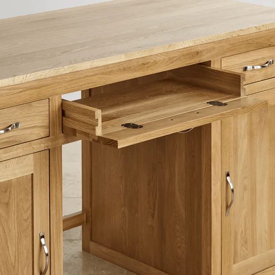 Chamfer Natural Solid Oak Writing Desk (Oak Furniture Store) Carousel 2