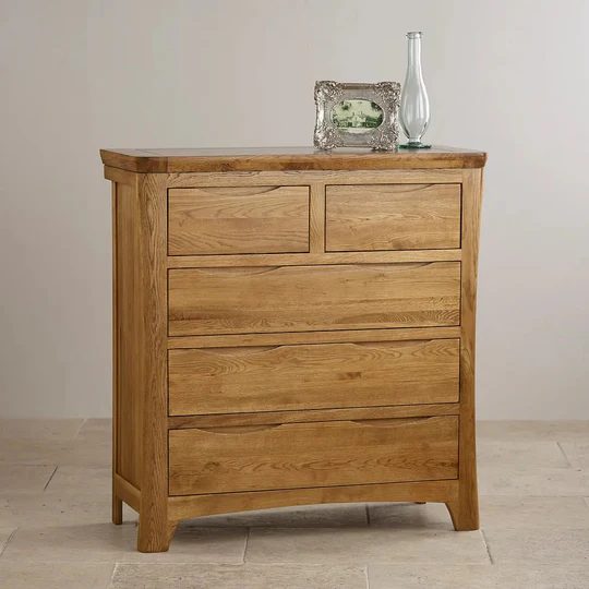 Renwick Rustic Solid Oak 3+2 Chest of Drawers (Oak Furniture Store) Carousel 1