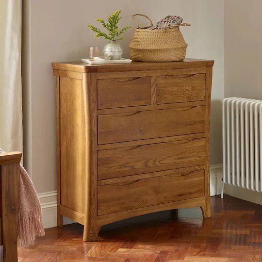 Renwick Rustic Solid Oak 3+2 Chest of Drawers (Oak Furniture Store) Carousel 2
