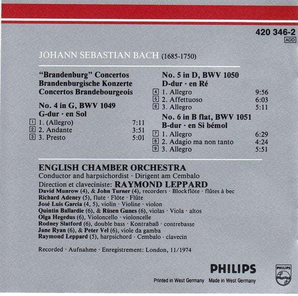 Bach - English Chamber Orchestra, Leppard – Brandenburg Concertos Nos. 4, 5 & 6 Carousel 2