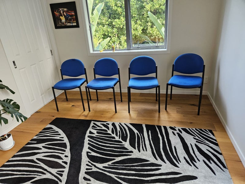 Ward brand - qual NZ made-4x strong comfy uphol blue chairs -Matching furn avail Carousel 1