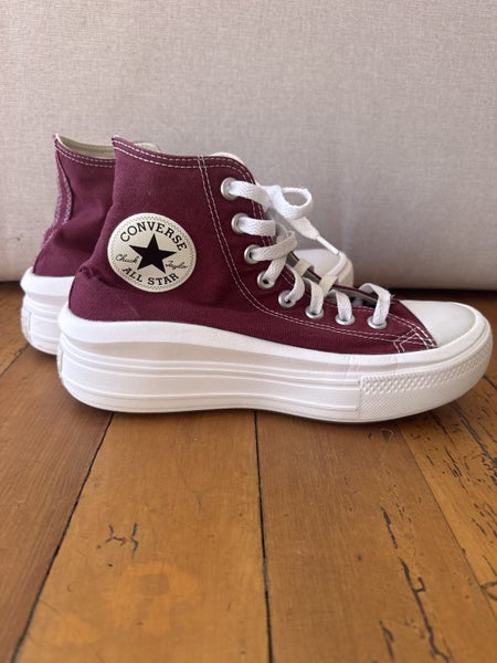 Maroon converse high tops (platform) Carousel 2