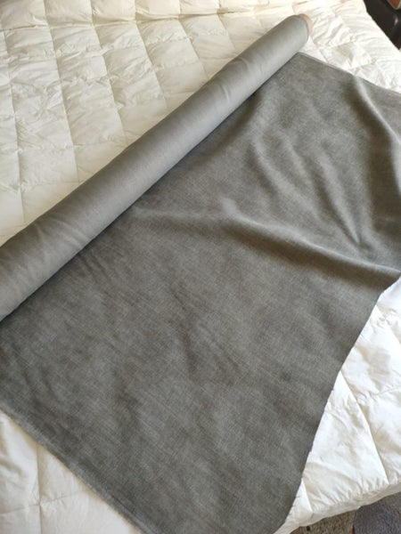 New, unused sage grey-green velvet-canvas upholstery fabric 4m Carousel 1