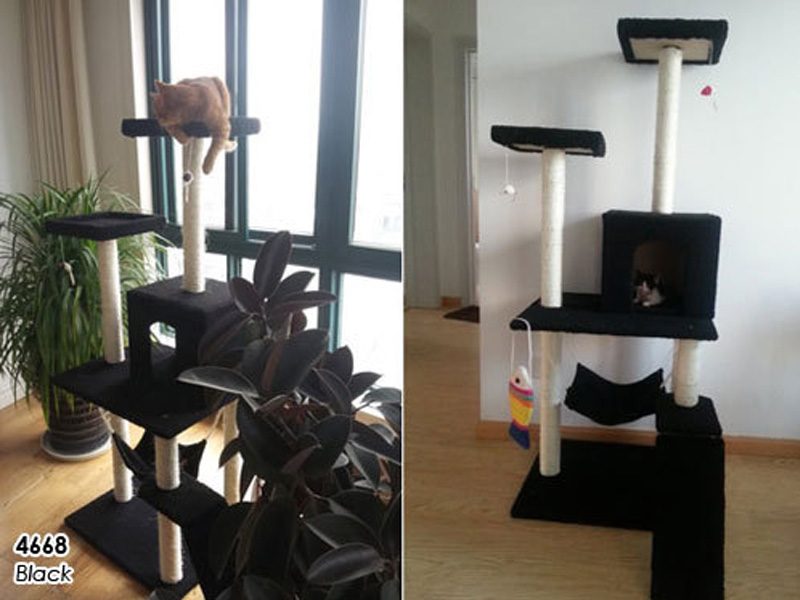 150CM Cat Tree House Scratching Post Condo Black 023 Carousel 1