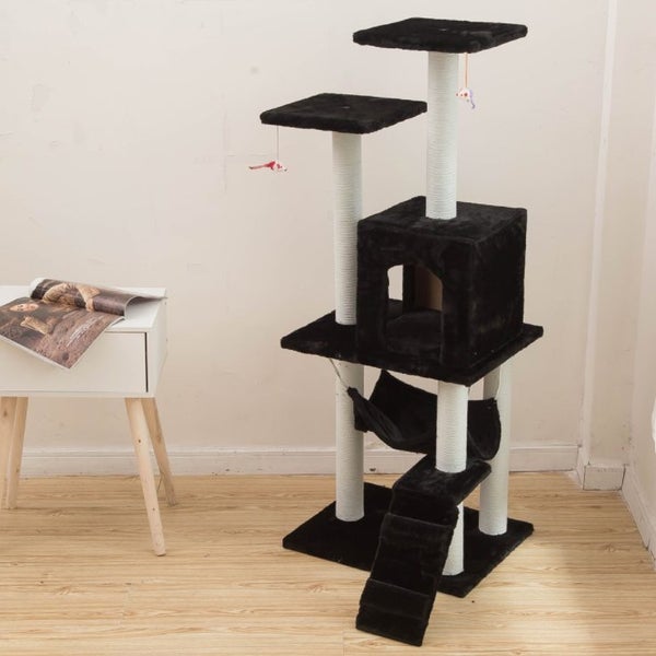 150CM Cat Tree House Scratching Post Condo Black 023 Carousel 4