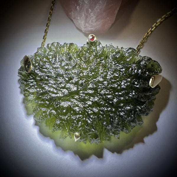 Moldavite Necklace 14k Gold Carousel 1