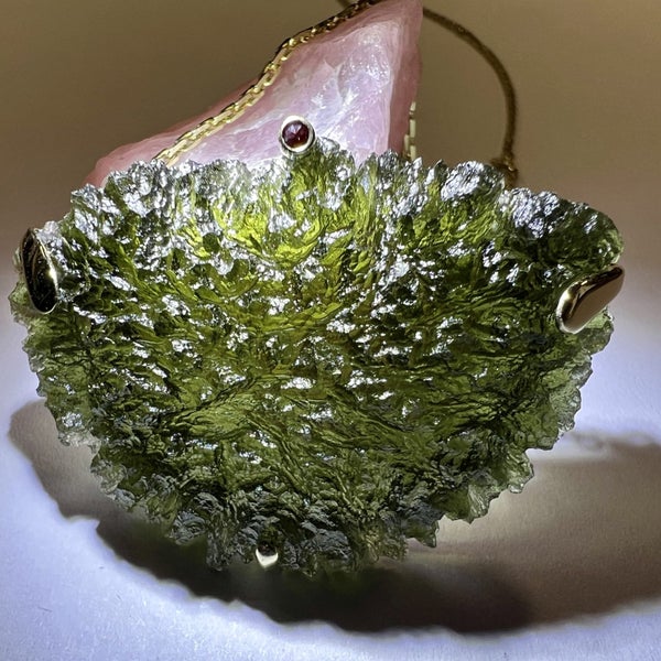 Moldavite Necklace 14k Gold Carousel 2