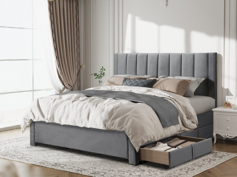 Queen Fabric Bed Frame Carousel 1