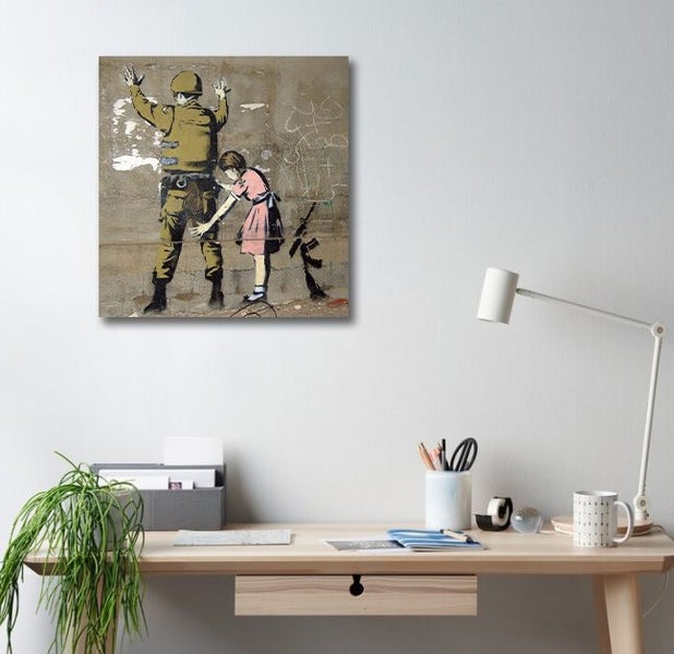 Framed $1 RESERVE 1 Panel Canvas Art Print - Banksy Carousel 2