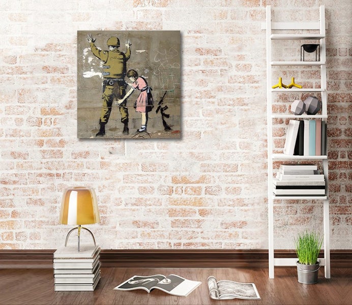 Framed $1 RESERVE 1 Panel Canvas Art Print - Banksy Carousel 3