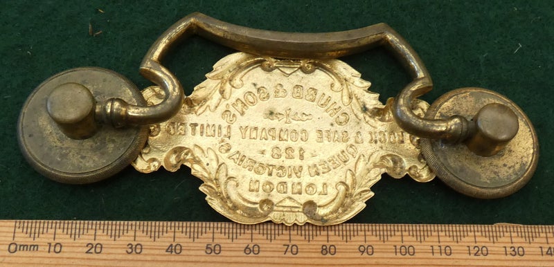 Antique Brass CHUBB & Sons Lock & Safe Co. Drawer Pull 128 Queen Victoria St Carousel 5