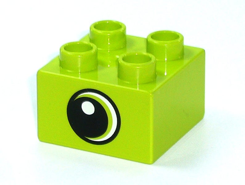 ®™DUPLO - Lime Brick Black Pupil & White Dot & Large Crescent Eye Patt ~Retired~ Carousel 2