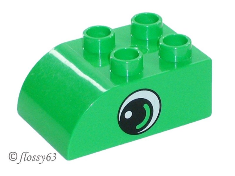 ®™DUPLO - Bright Green Curved & Black, White Eye Patt Both Sides ~Retired 2017~ Carousel 1