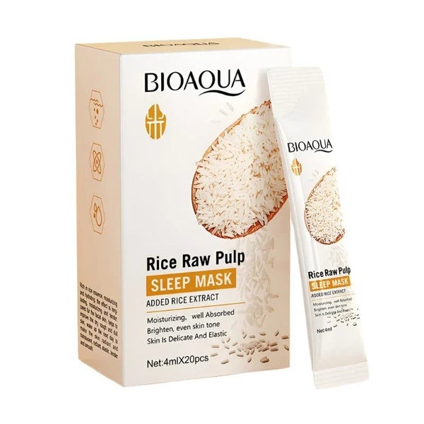 20Pcs Rice Raw Pulp Brightening Firming Moisturizing Sleeping Facial Masks Carousel 1