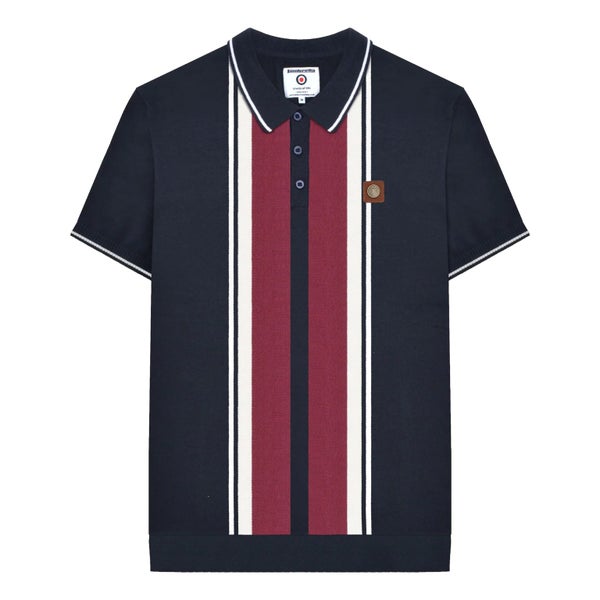 Lambretta Mens Greco Striped Knitted Short-Sleeved Carousel 1