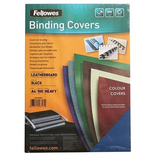 A4 Black Leathergrain Binding Cover 250gsm - Fellowes x 100's Carousel 1