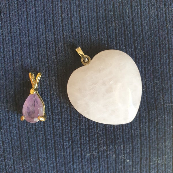Vintage Amythest And Rose Quartz Pendants Carousel 2