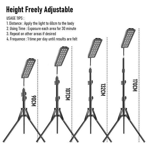Infrared Light Therapy Lamp Adjustable Stand LED Red Light Device 660nm X 850nm Carousel 12