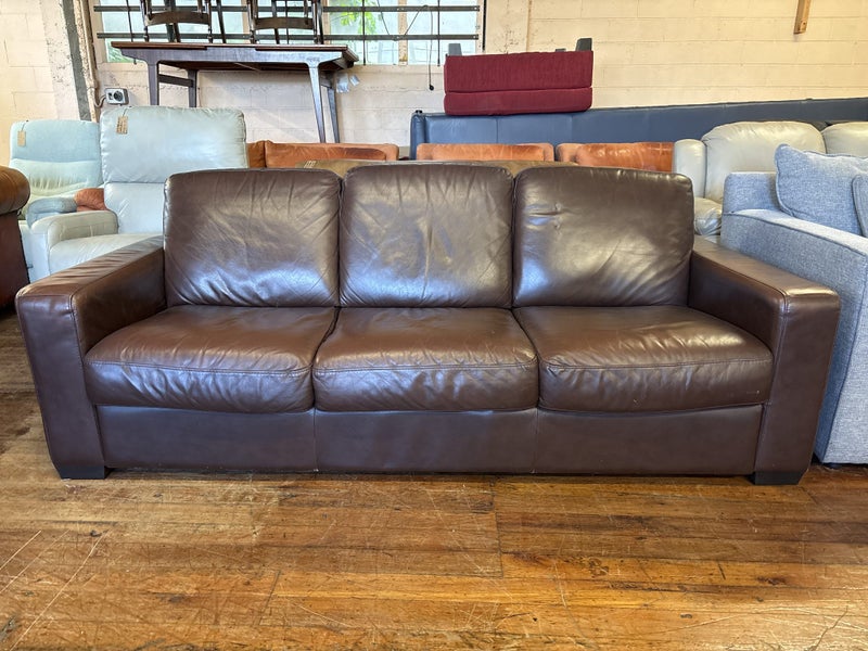 Vintage Brown Full Leather 3 Seater Couch Carousel 1