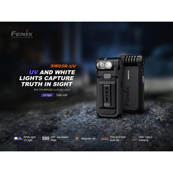 Fenix Everyday Carry Torch SW05R-UV Black Max 150 Lumens + 365nm UV Light, Max Carousel 2